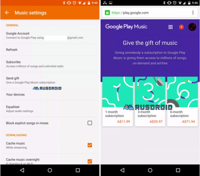 В Google Play Music появилась возможность подарить премиум-подписку