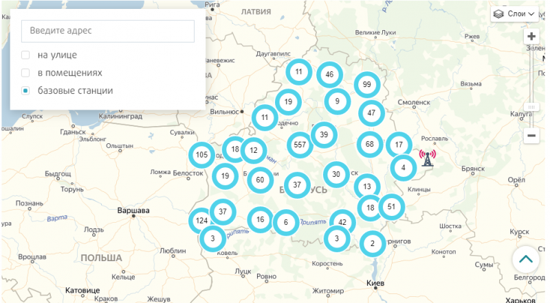 Карта покрытия a1 беларусь